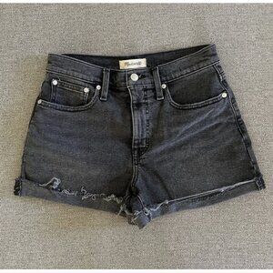 Madewell High-Rise Denim Cut Off Cuffed Shorts Women's Size 26 Black